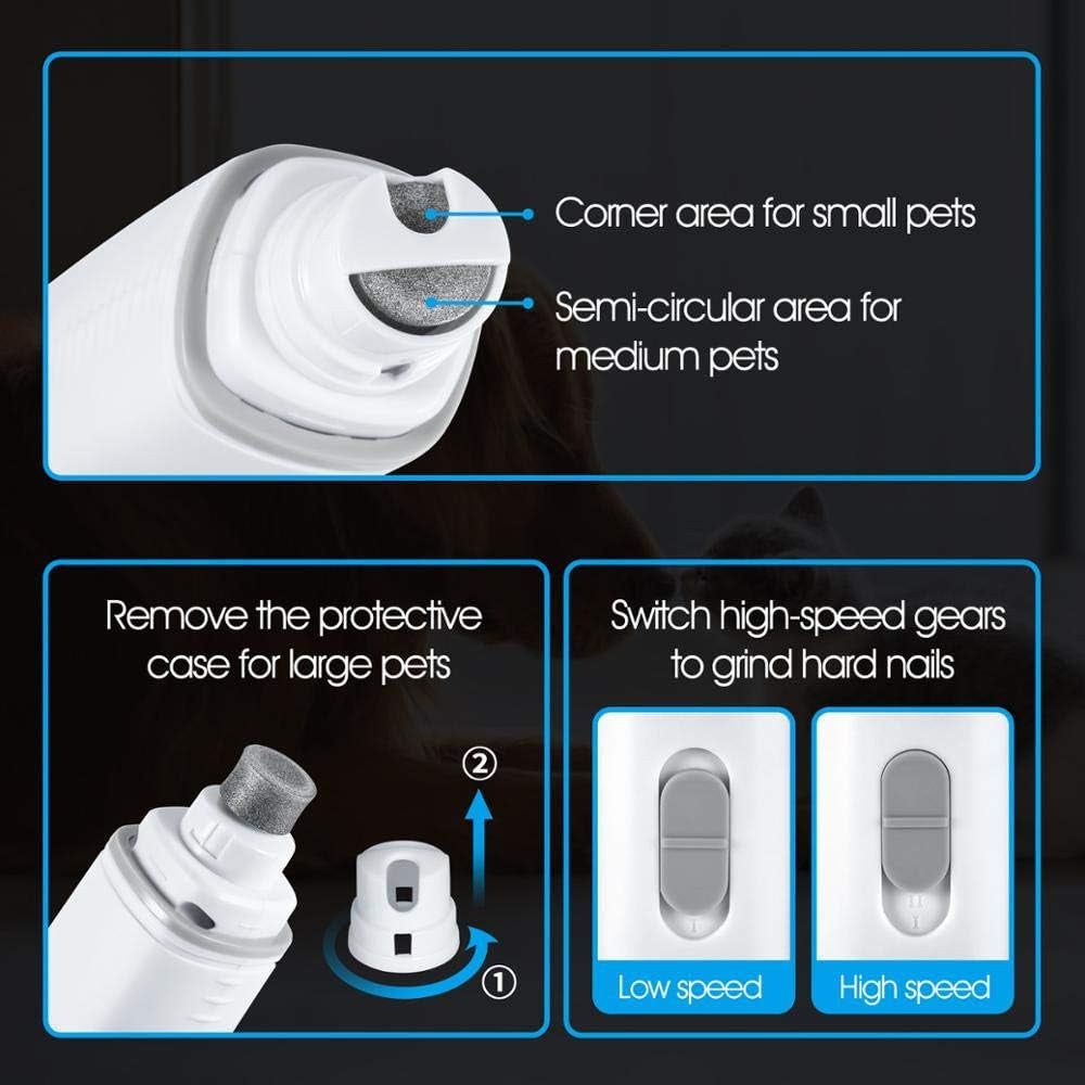 Upgrade Your Pet Grooming Routine with Our Professional 2-Speed Electric Dog Nail Grinder - Safe, Quiet, and Rechargeable for All Dog and Cat Sizes!