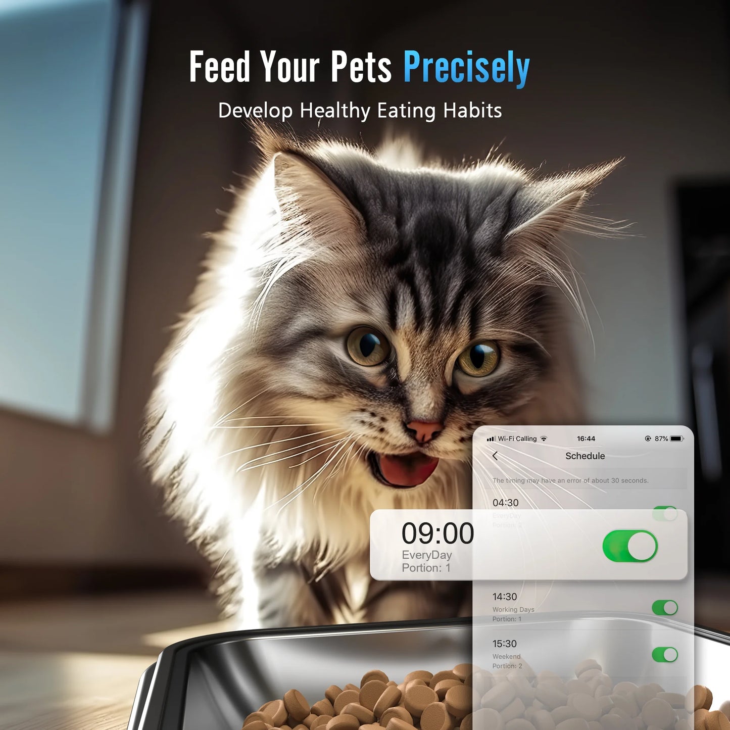 Revolutionize Your Pet's Feeding Routine with the 5L Automatic Cat Feeder - Smart Wi-Fi Control & Dual Bowls for Cats and Small Dogs