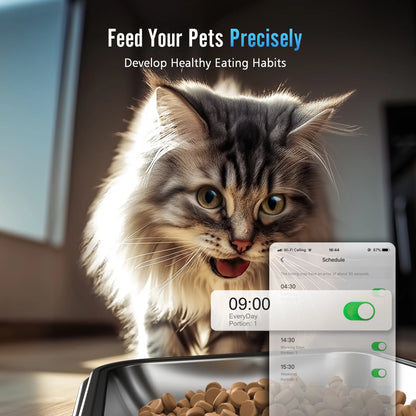Revolutionize Your Pet's Feeding Routine with the 5L Automatic Cat Feeder - Smart Wi-Fi Control & Dual Bowls for Cats and Small Dogs