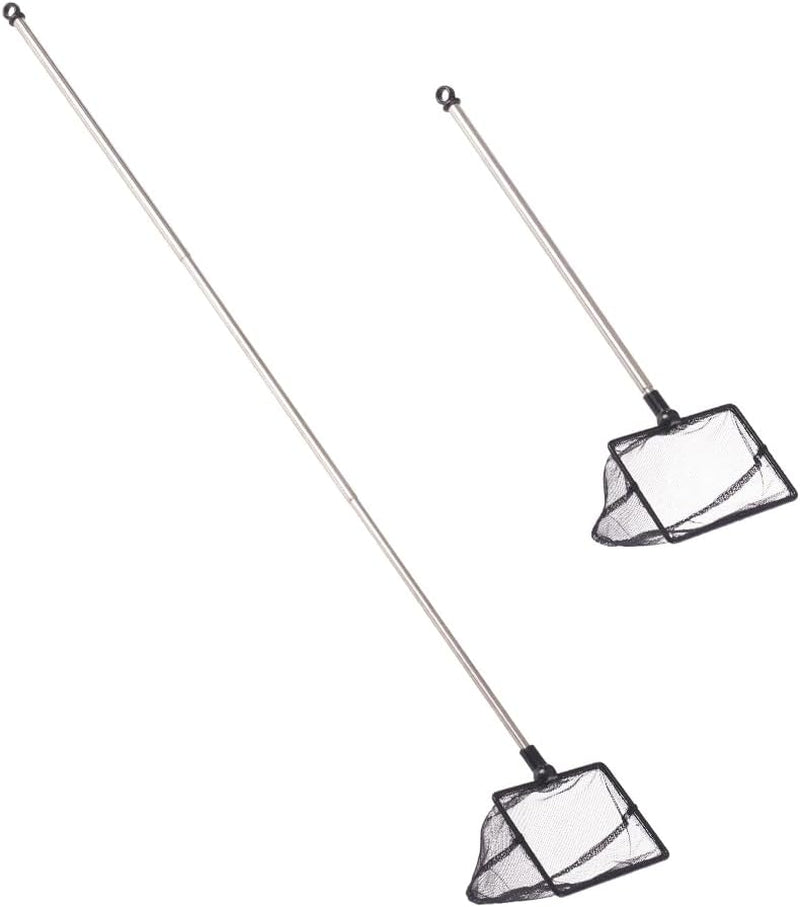 Fish Net for Fish Tank, 2.5 Inch Deep Mesh Scooper with Extendable Handle up to 24 Inches Long Large Scoop, Telescopic Pond Skimmer Nets for Cleaning Tanks as Aquarium Accessories