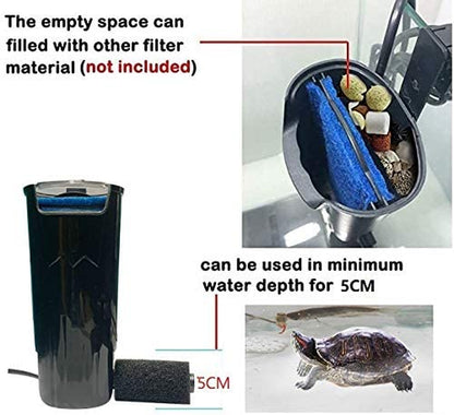 Turtle Filter Aquarium Filter Low Water Level Internal Filter Waterfall Flow Aquarium Pump for Turtle Tank Fish Tank Reptiles Shrimp Frog Crab Tank Amphibian Tank(Filter 2020)