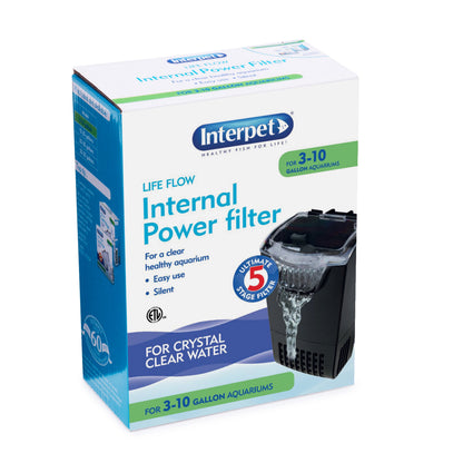 Interpet Life Flow Internal Aquarium Power Filter with 3 Cartridges