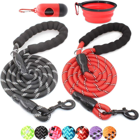 Upgrade your walks with our 2-Pack 5/6 FT Dog Leashes! 🐾✨ Featuring comfy padded handles and reflective threads for safety, perfect for all dog sizes! 🐶❤️ 