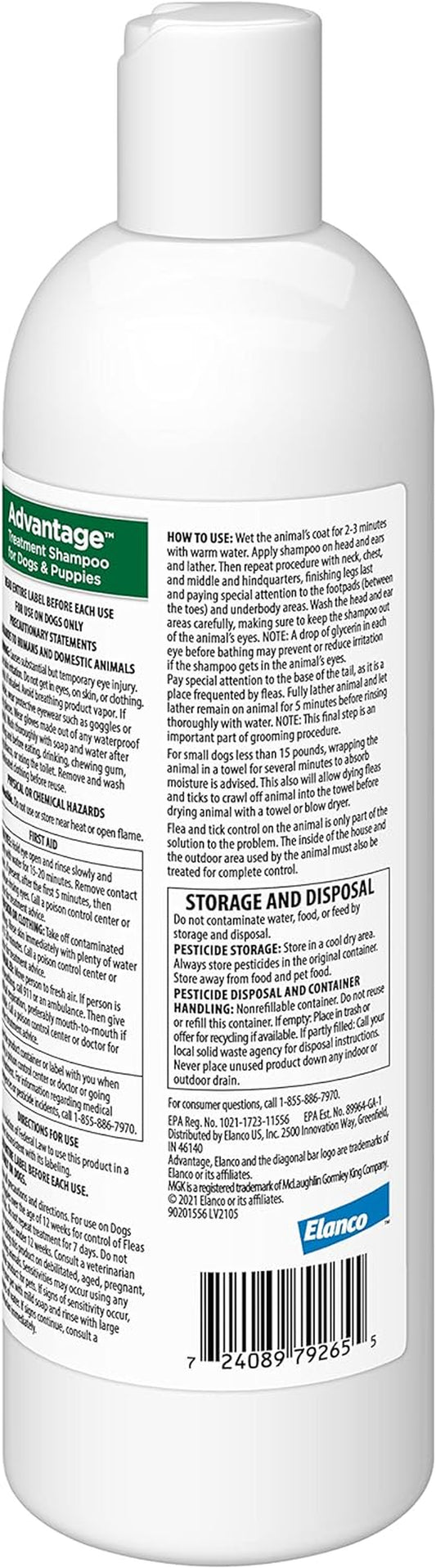 Dog Flea & Tick Shampoo for Puppies & Adult Dogs | Kills Fleas & Ticks | 12 Oz.