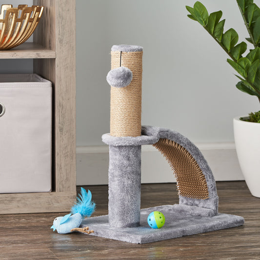 Upgrade your kitty's playtime with our 17" Deluxe Jute Cat Scratching Post & Arch Grooming Massager in stylish gray! 🐾✨ Perfect for happy paws and a healthy coat! 