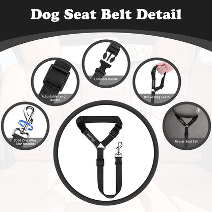 Adjustable Pet Dog and Cat Seat Belt - Safe and Comfortable Vehicle Harness for All Breeds
