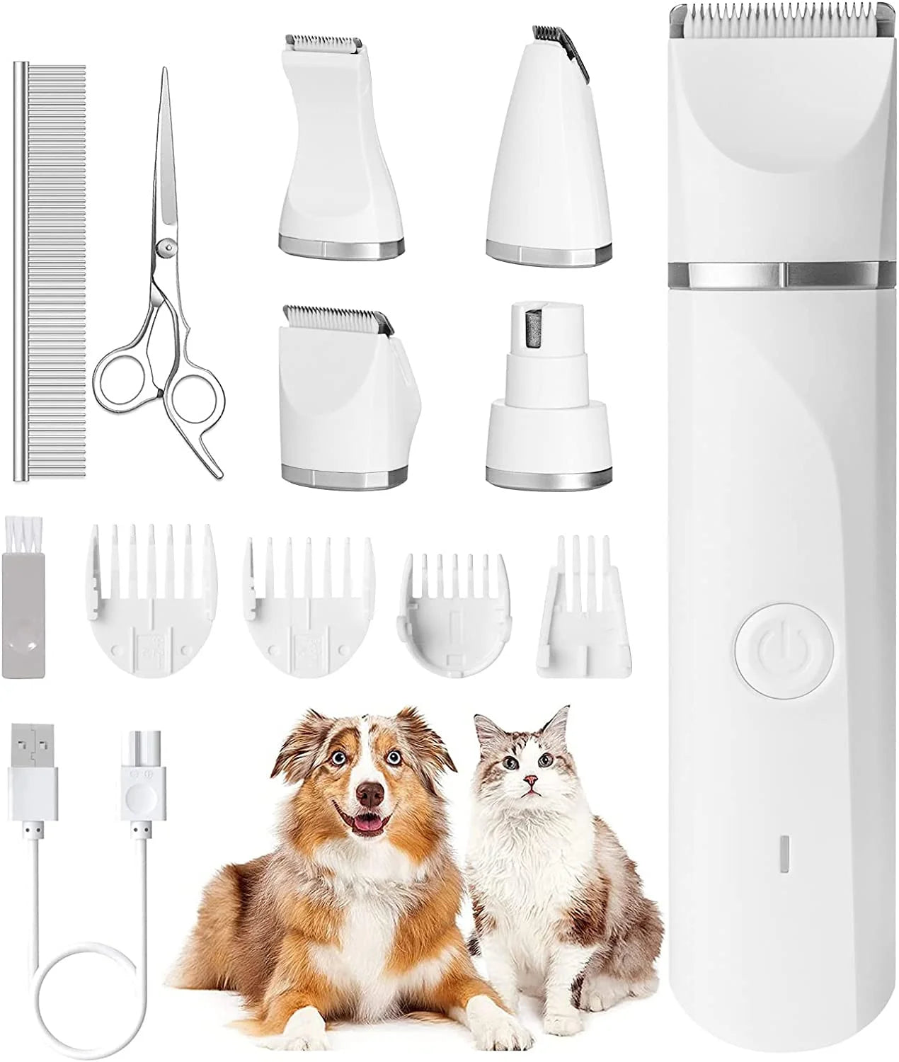 Groom Your Furry Friends Like a Pro! 🐶✂️ Rechargeable, Low Noise Dog Clippers with 4 Trimmer Heads for All Pets! 