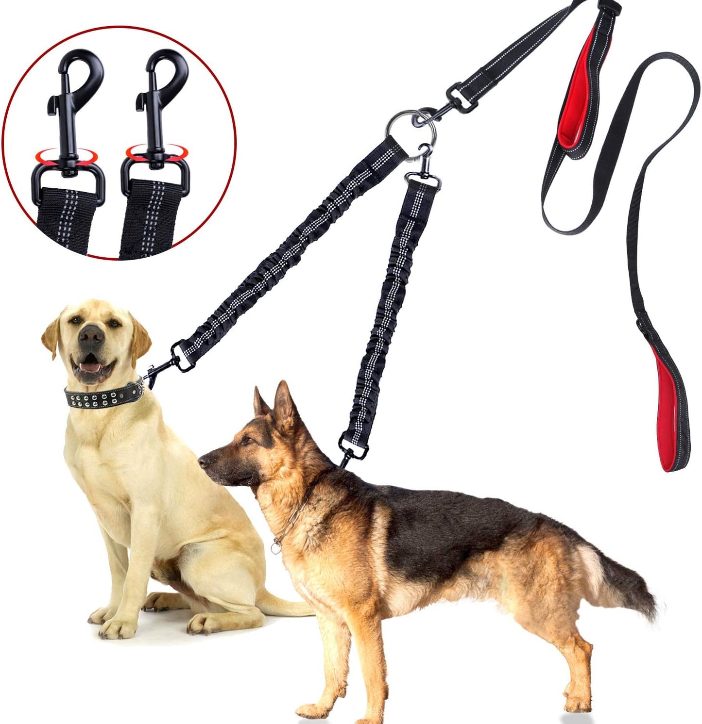 Walk Your Dogs in Style! 🐾✨ Check Out Our 360° Swivel Double Dog Leash - No Tangles, Maximum Comfort! Perfect for Two Pups Up to 200lbs! 🐶❤️
