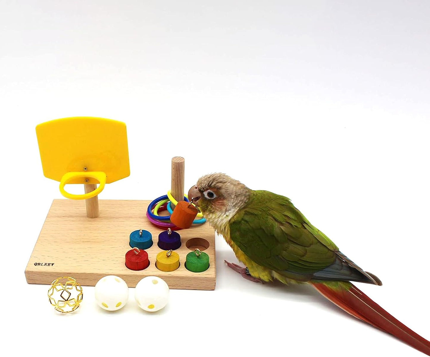 Engaging Bird Toys for Budgies and Parrots - Trick Tabletop Training Set with Chew Balls and Stacking Rings for Active Play and Mental Stimulation