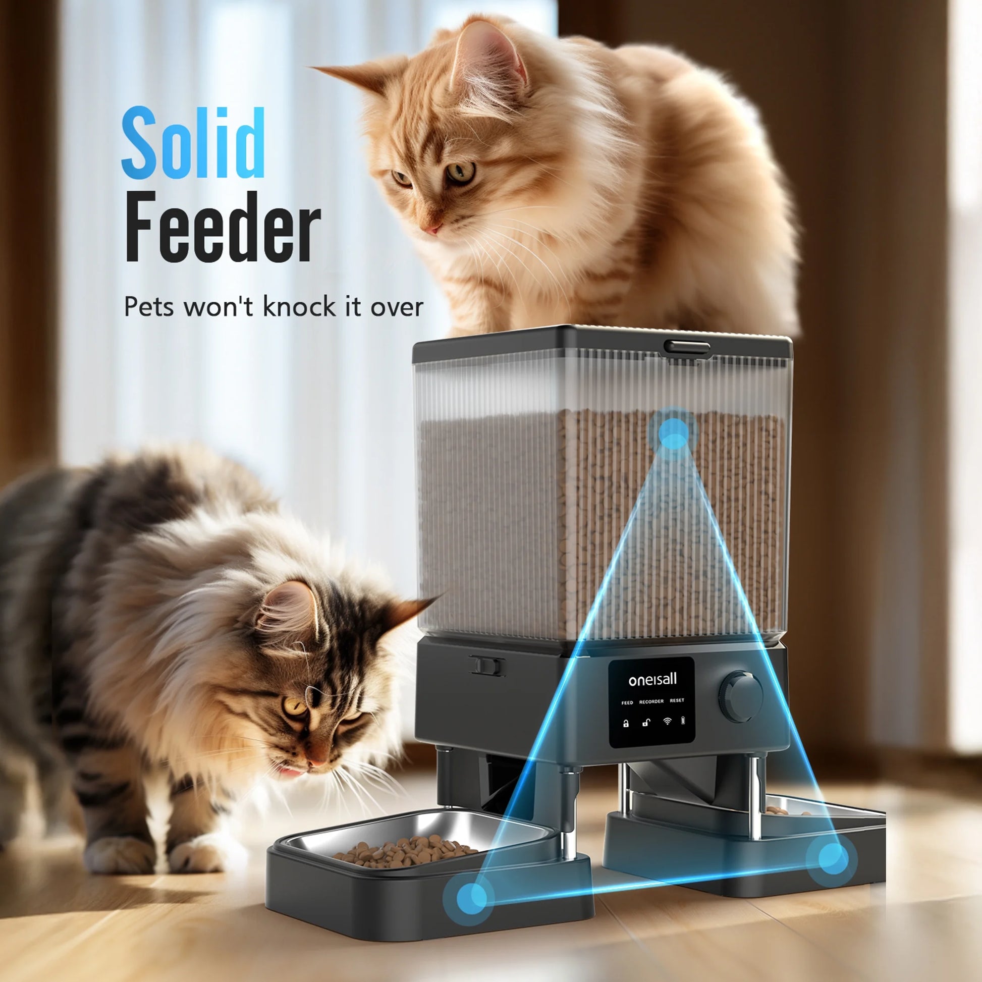 Revolutionize Your Pet's Feeding Routine with the 5L Automatic Cat Feeder - Smart Wi-Fi Control & Dual Bowls for Cats and Small Dogs