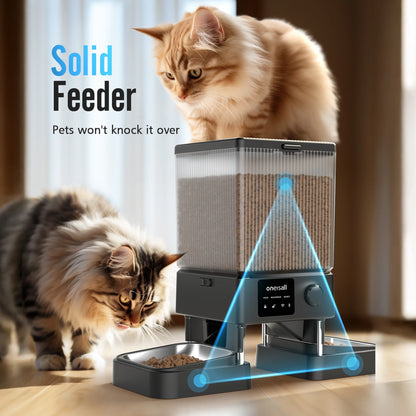 Revolutionize Your Pet's Feeding Routine with the 5L Automatic Cat Feeder - Smart Wi-Fi Control & Dual Bowls for Cats and Small Dogs