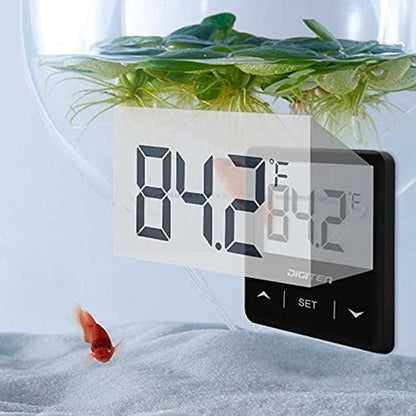 Digital Aquarium Thermometer, Fish Tank Thermometer with Large LCD Display, Stick-On Tank Temp Sensor Ensures Accurate Reading, High/Low-Temperature Alarm Aquarium Thermometer