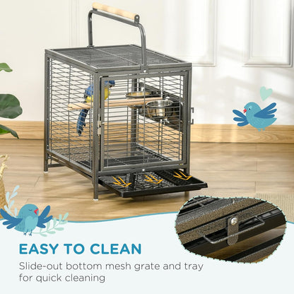 18" Heavy Duty Wrought Iron Travel Bird Cage Carrier
