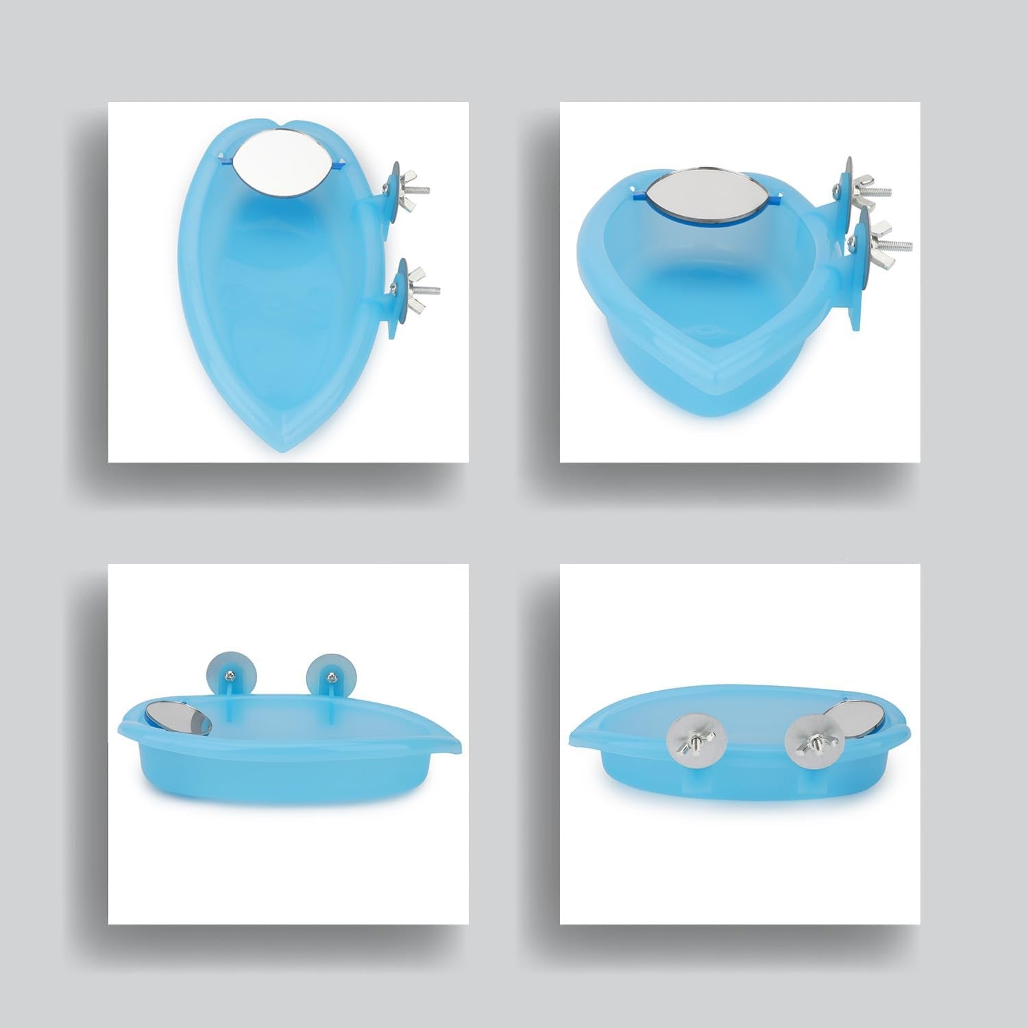 Bird Bath with Mirror Portable Bird Bath Bird Bathroom for Pet Parrots Bathing Tub Bath Box Bird Shower Bathtub Accessories (Blue-Bird Bathtub with Mirror)