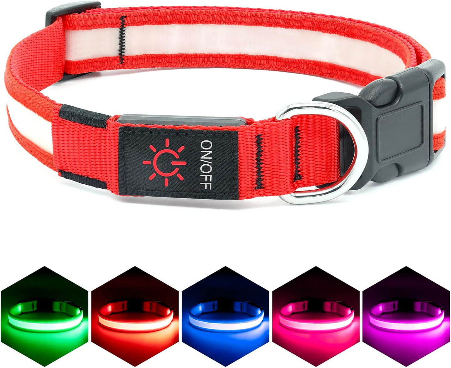 Brighten up your pup's night walks with our adjustable LED Dog Collar! 🌟 USB rechargeable & super safe! 🐾❤️ 