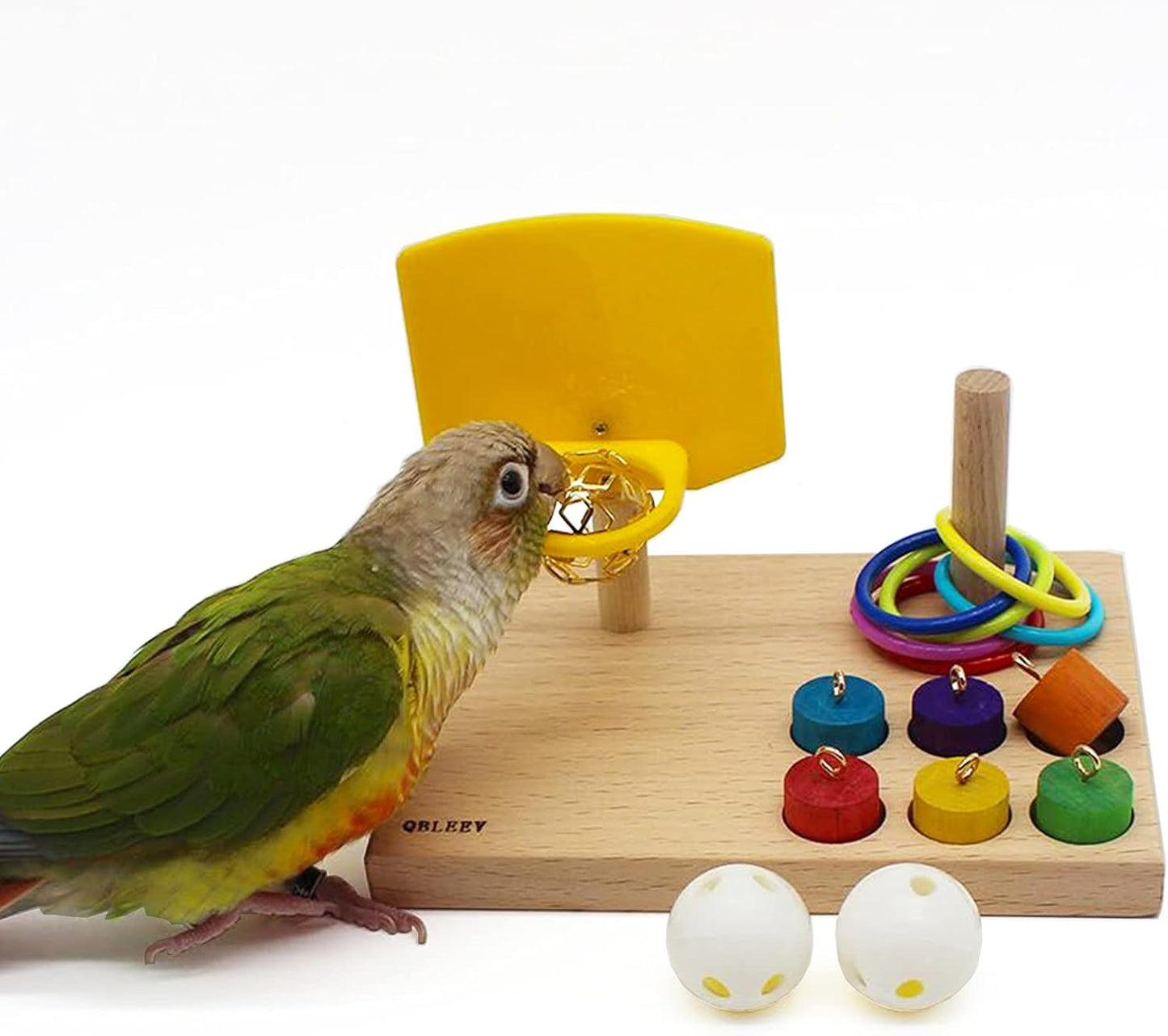 Engaging Bird Toys for Budgies and Parrots - Trick Tabletop Training Set with Chew Balls and Stacking Rings for Active Play and Mental Stimulation