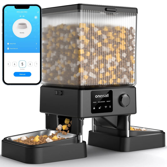 Revolutionize Your Pet's Feeding Routine with the 5L Automatic Cat Feeder - Smart Wi-Fi Control & Dual Bowls for Cats and Small Dogs