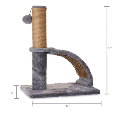 Upgrade your kitty's playtime with our 17" Deluxe Jute Cat Scratching Post & Arch Grooming Massager in stylish gray! 🐾✨ Perfect for happy paws and a healthy coat! 
