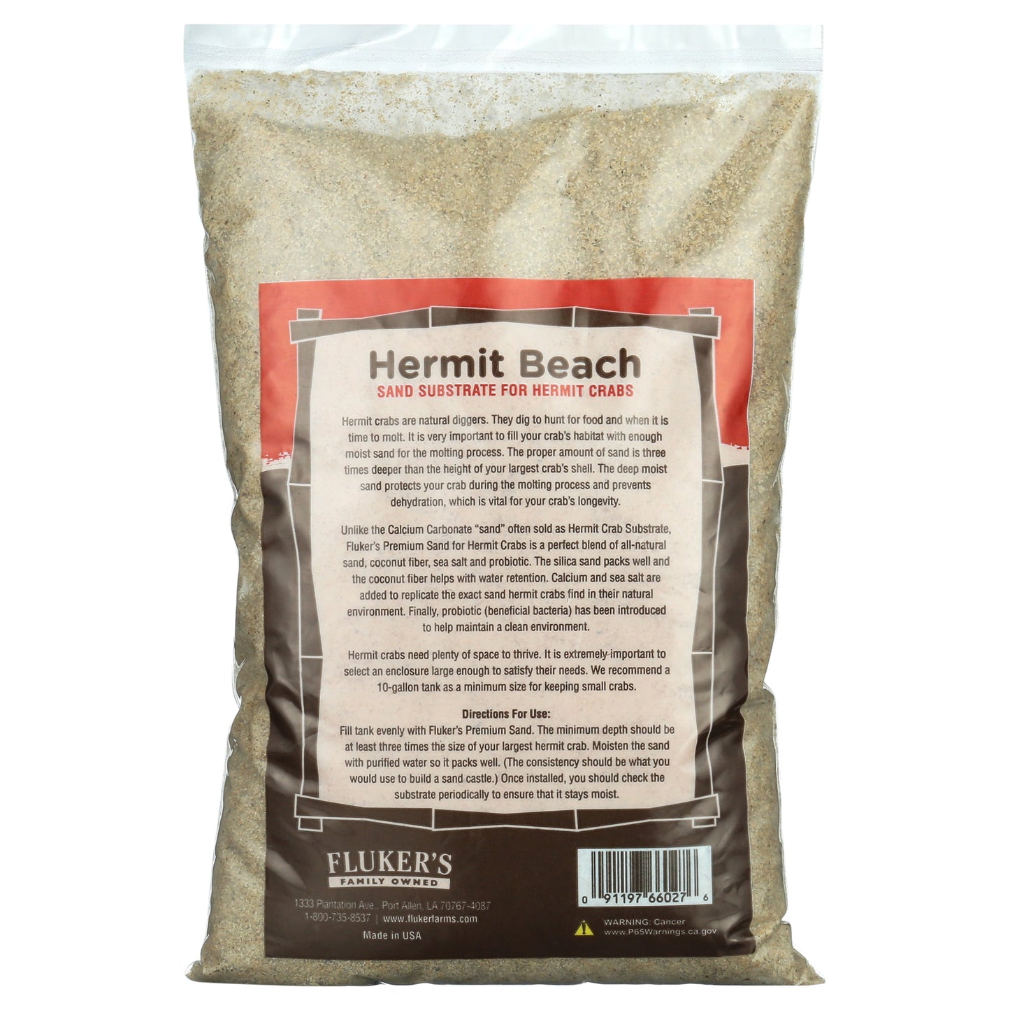 All- Natural Beach Sand Substrate for Hermit Crabs, with Coconut Fibers & Sea Salt, 6 Lbs