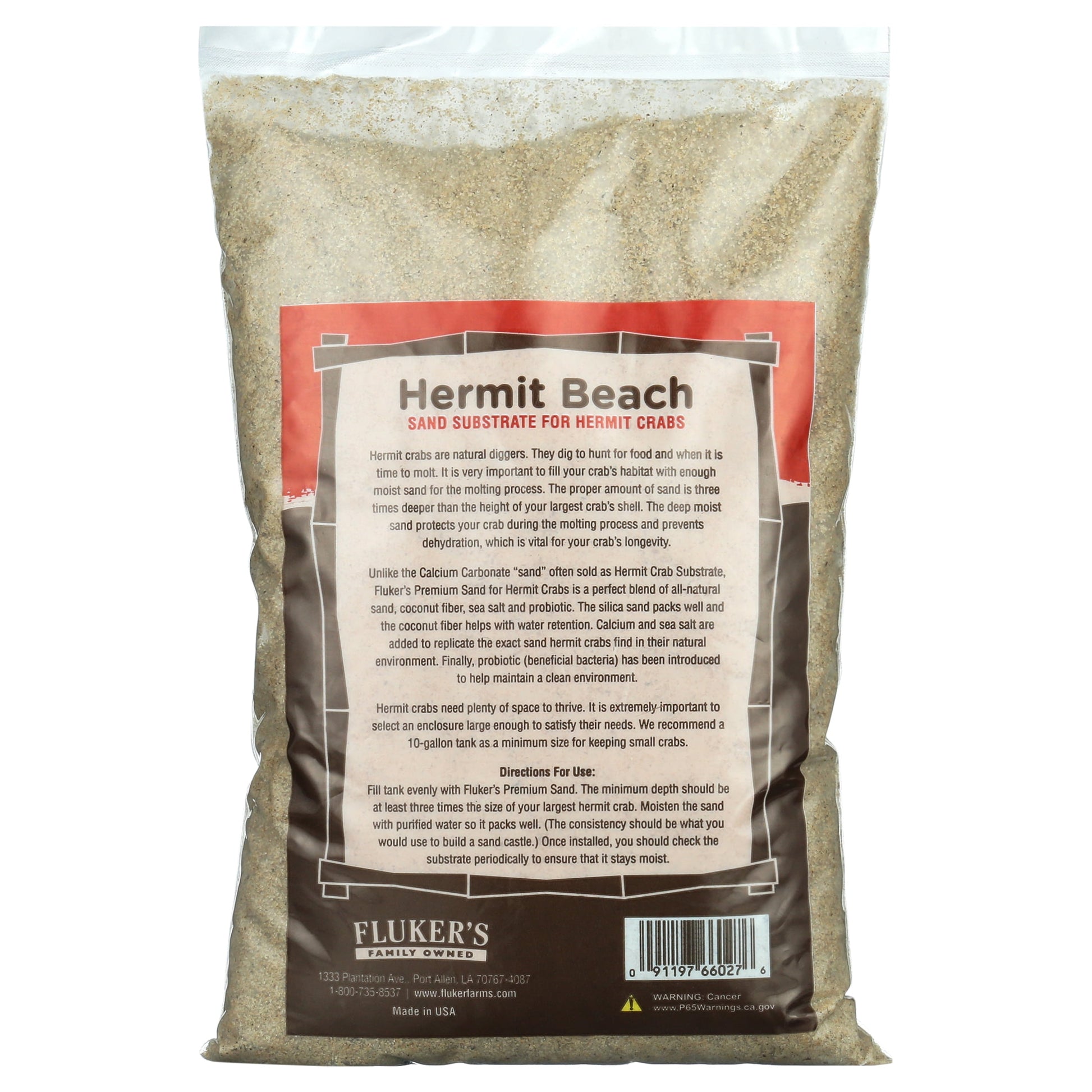 All- Natural Beach Sand Substrate for Hermit Crabs, with Coconut Fibers & Sea Salt, 6 Lbs