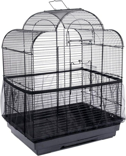 Universal Bird Cage Seed Catcher,Seed Catcher Guard Net Cover,Parrot Nylon Mesh Net Cover,Soft Airy Cage Net Stretchy Skirt for round Square Cage Father'Day Gift(Circumference 50 Inch to 90 Inch，Black