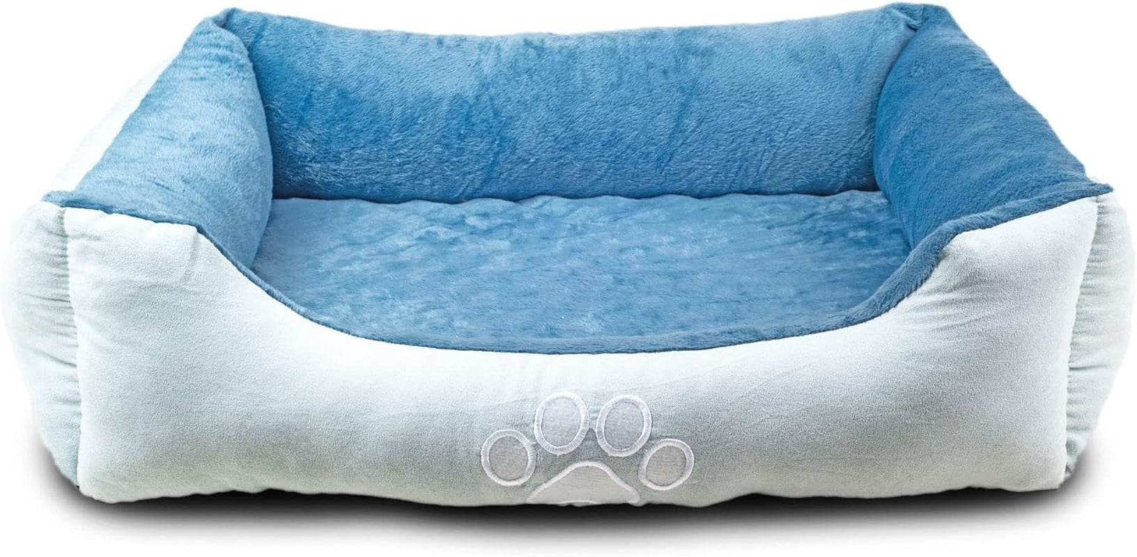 Upgrade your furry friend's comfort with our Medium Orthopedic Rectangle Bolster Pet Bed in Blue! 🐾💙 Perfect for restful naps and support! 