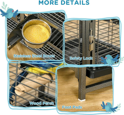 18" Heavy Duty Wrought Iron Travel Bird Cage Carrier