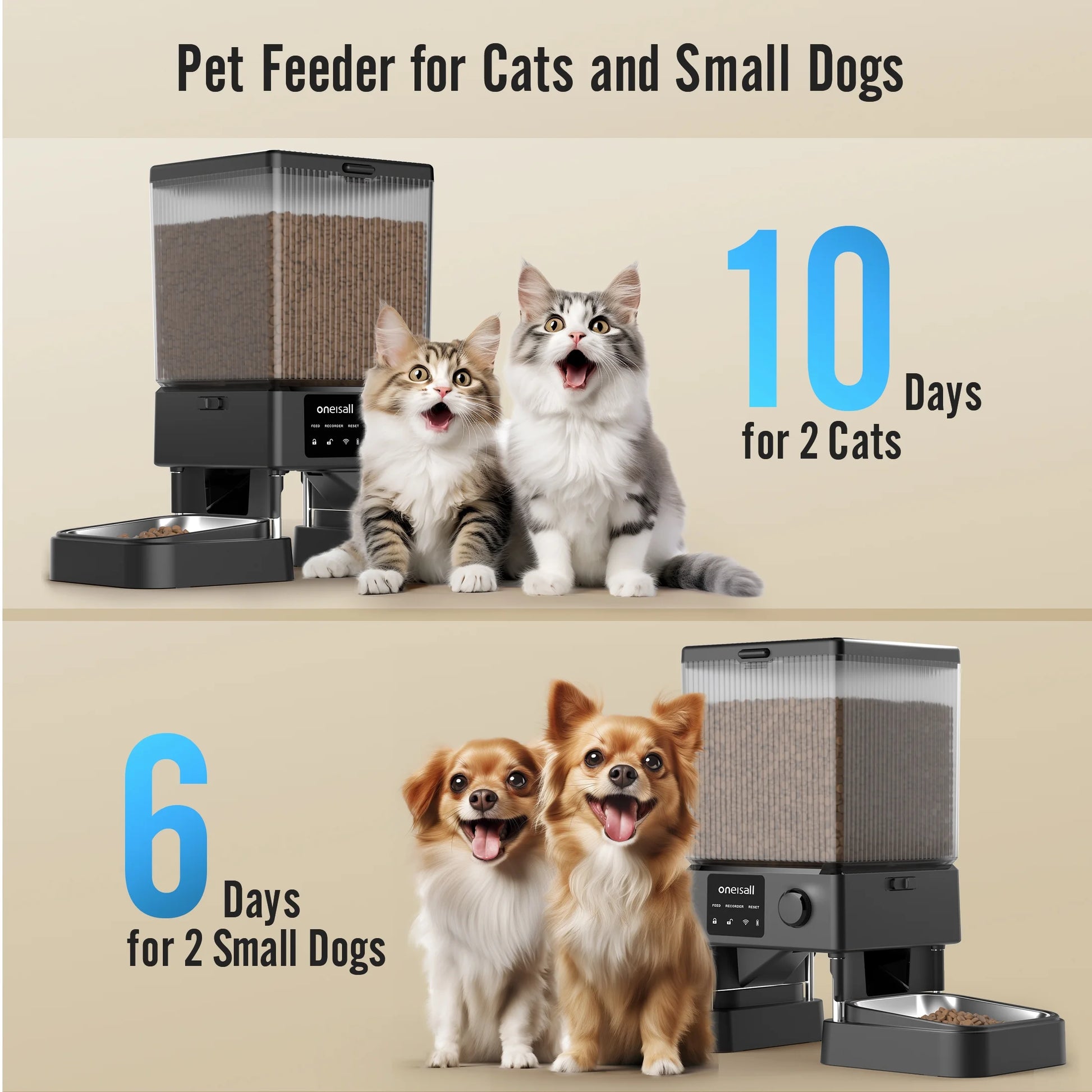 Revolutionize Your Pet's Feeding Routine with the 5L Automatic Cat Feeder - Smart Wi-Fi Control & Dual Bowls for Cats and Small Dogs
