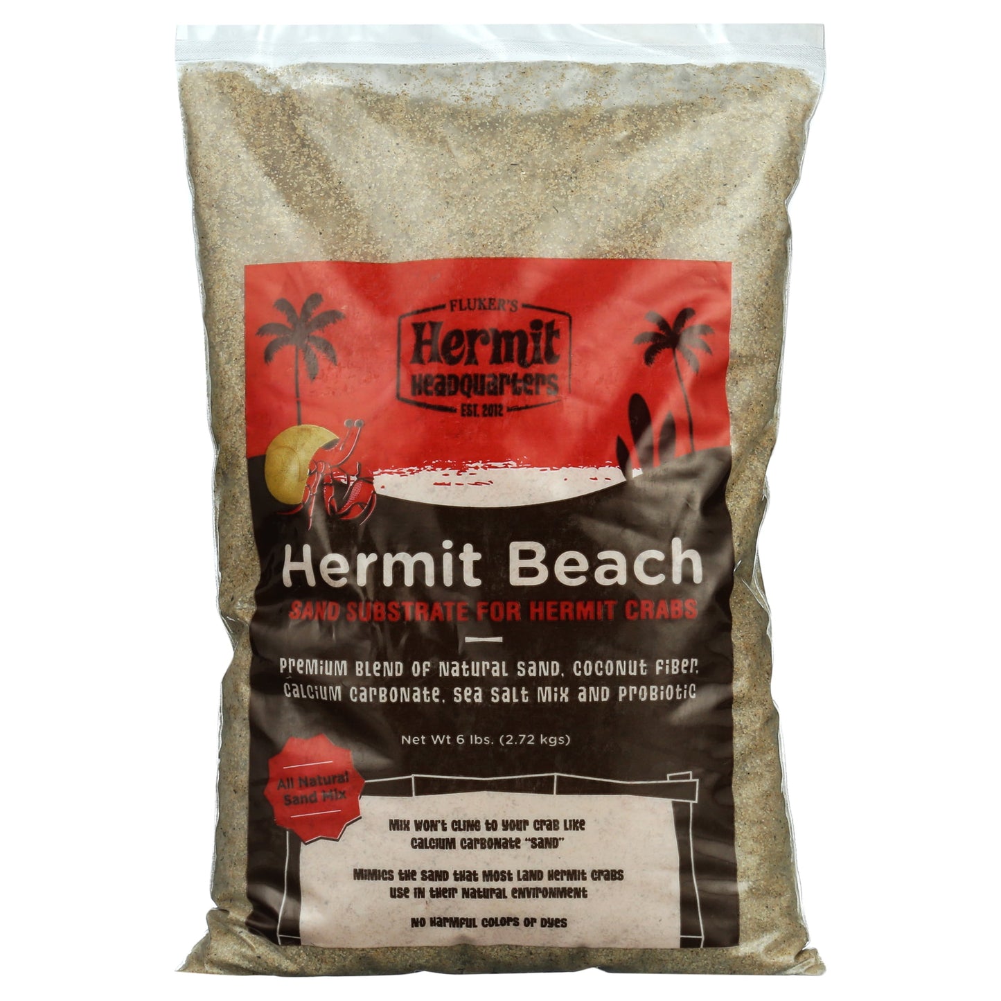 All- Natural Beach Sand Substrate for Hermit Crabs, with Coconut Fibers & Sea Salt, 6 Lbs