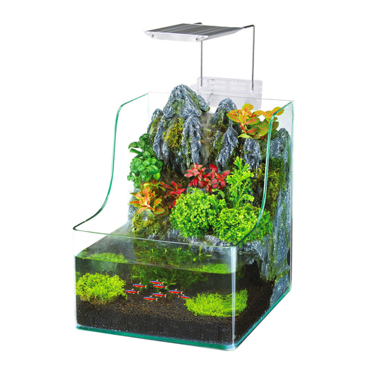 Aquaterrium Tank - Hydroponic Glass Aquarium for Live Plants and Fish - 1.85 Gallons