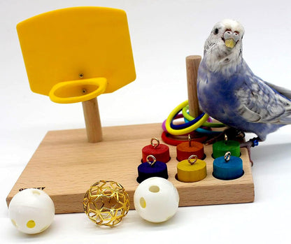 Engaging Bird Toys for Budgies and Parrots - Trick Tabletop Training Set with Chew Balls and Stacking Rings for Active Play and Mental Stimulation
