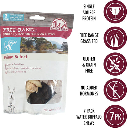 Deliciously Healthy Dog Chews - Water Buffalo Prime Select 7 Pack for Happy, Healthy Puppies