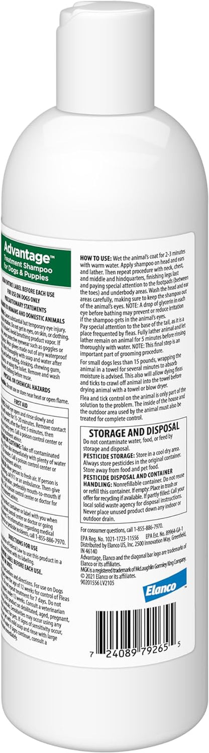 Dog Flea & Tick Shampoo for Puppies & Adult Dogs | Kills Fleas & Ticks | 12 Oz.