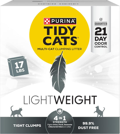 Say goodbye to messy litter boxes! 🐾✨ Check out Purina Multi Cat Low Dust Clumping Cat Litter - Lightweight & Powerful 4-in-1 Strength in a 17 lb box! Perfect for multi-cat households! 🐱❤️ 