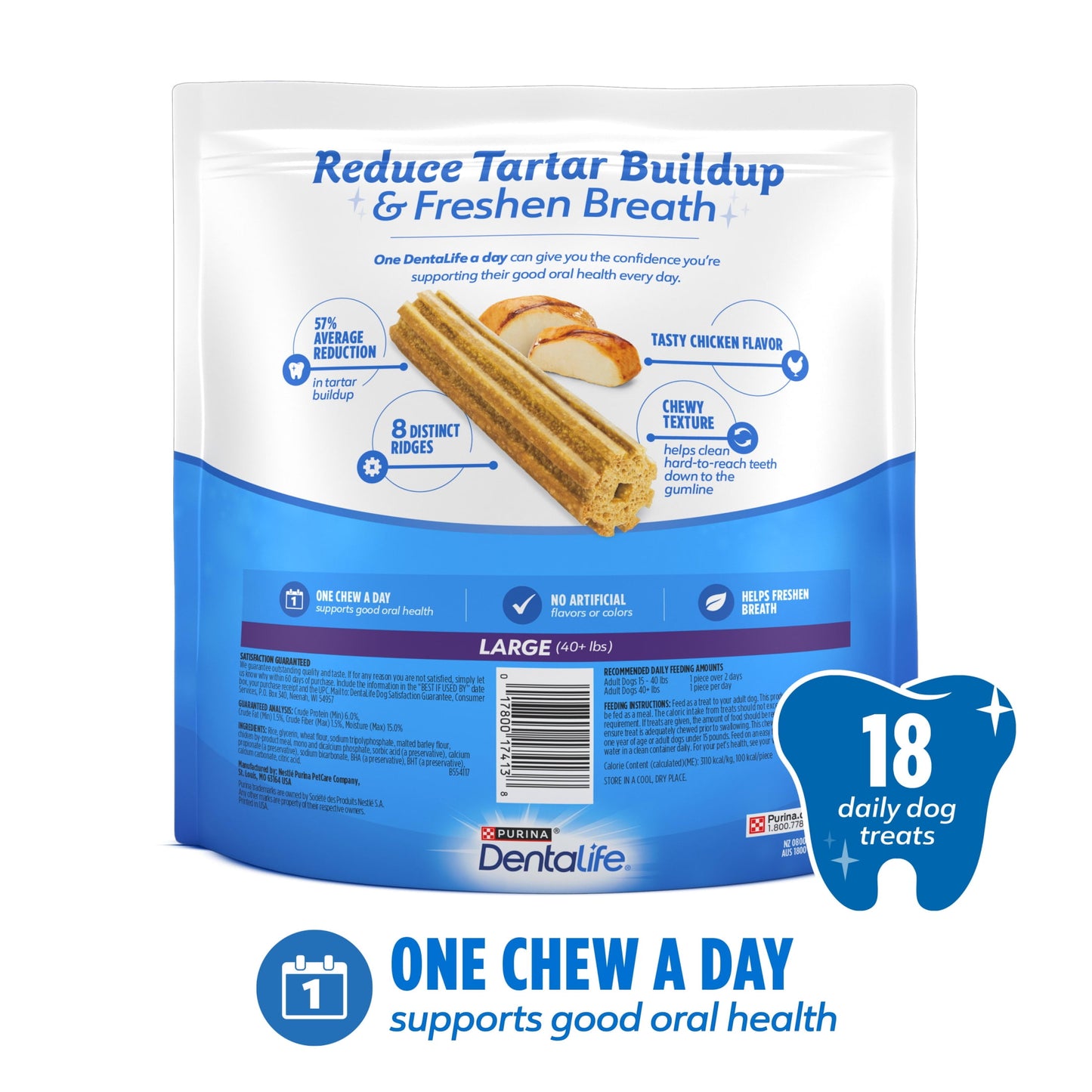 Purina  Daily Oral Care Large Dog Treats Dental Chews with Chicken, 20.7 Oz 