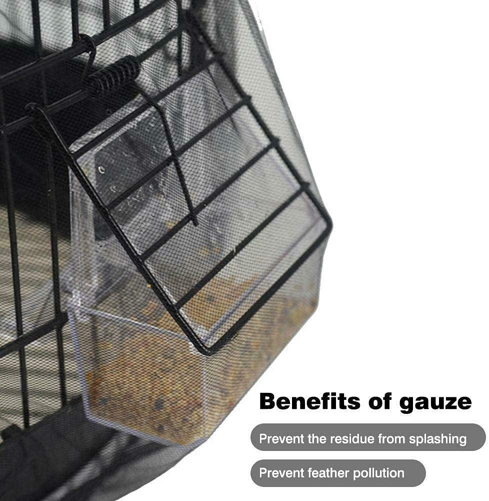 Universal Bird Cage Seed Catcher,Seed Catcher Guard Net Cover,Parrot Nylon Mesh Net Cover,Soft Airy Cage Net Stretchy Skirt for round Square Cage Father'Day Gift(Circumference 50 Inch to 90 Inch，Black