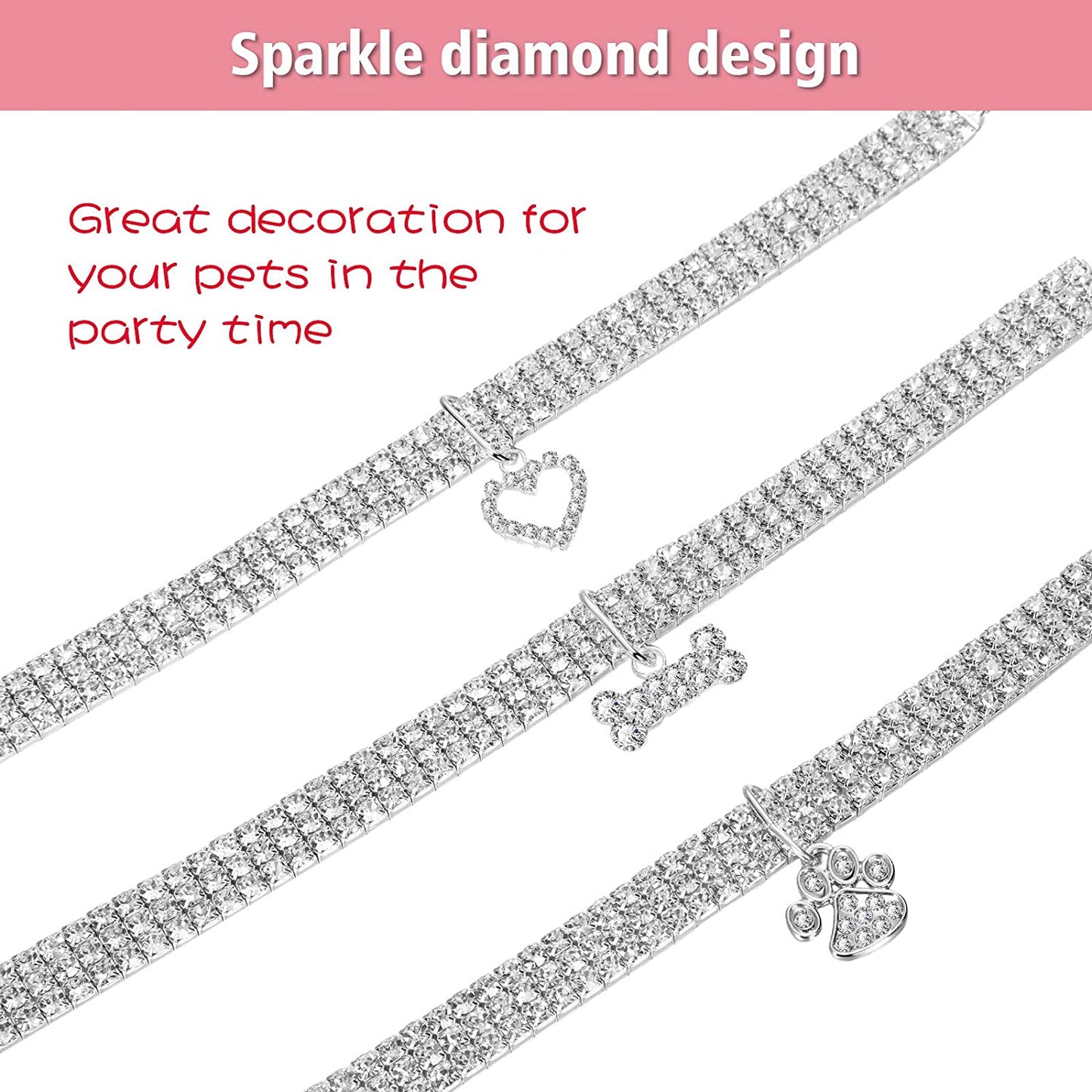  Crystal Cat Collar Elastic Pet Necklace 