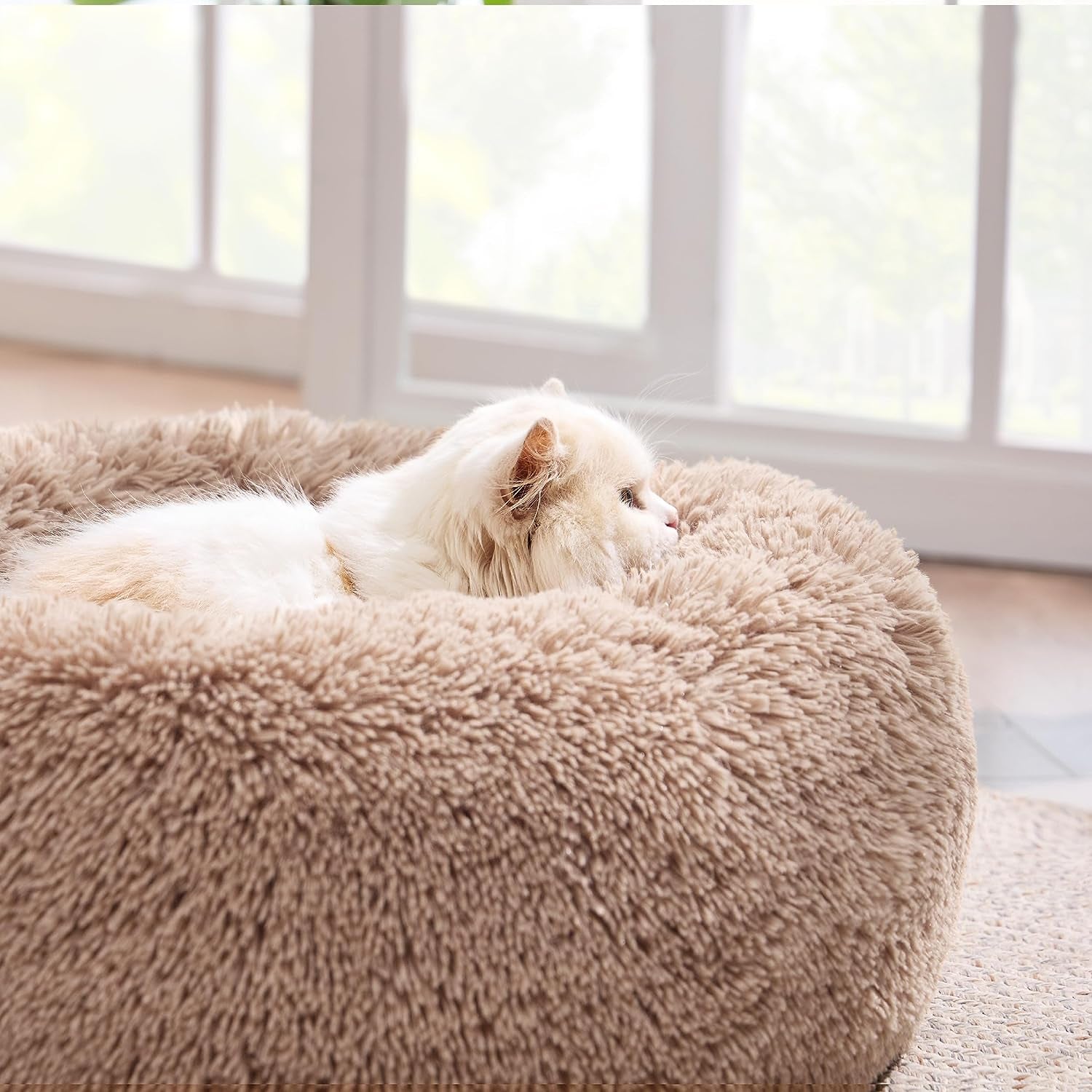  Anti-Slip round Fluffy Plush Faux Fur Pet Bed