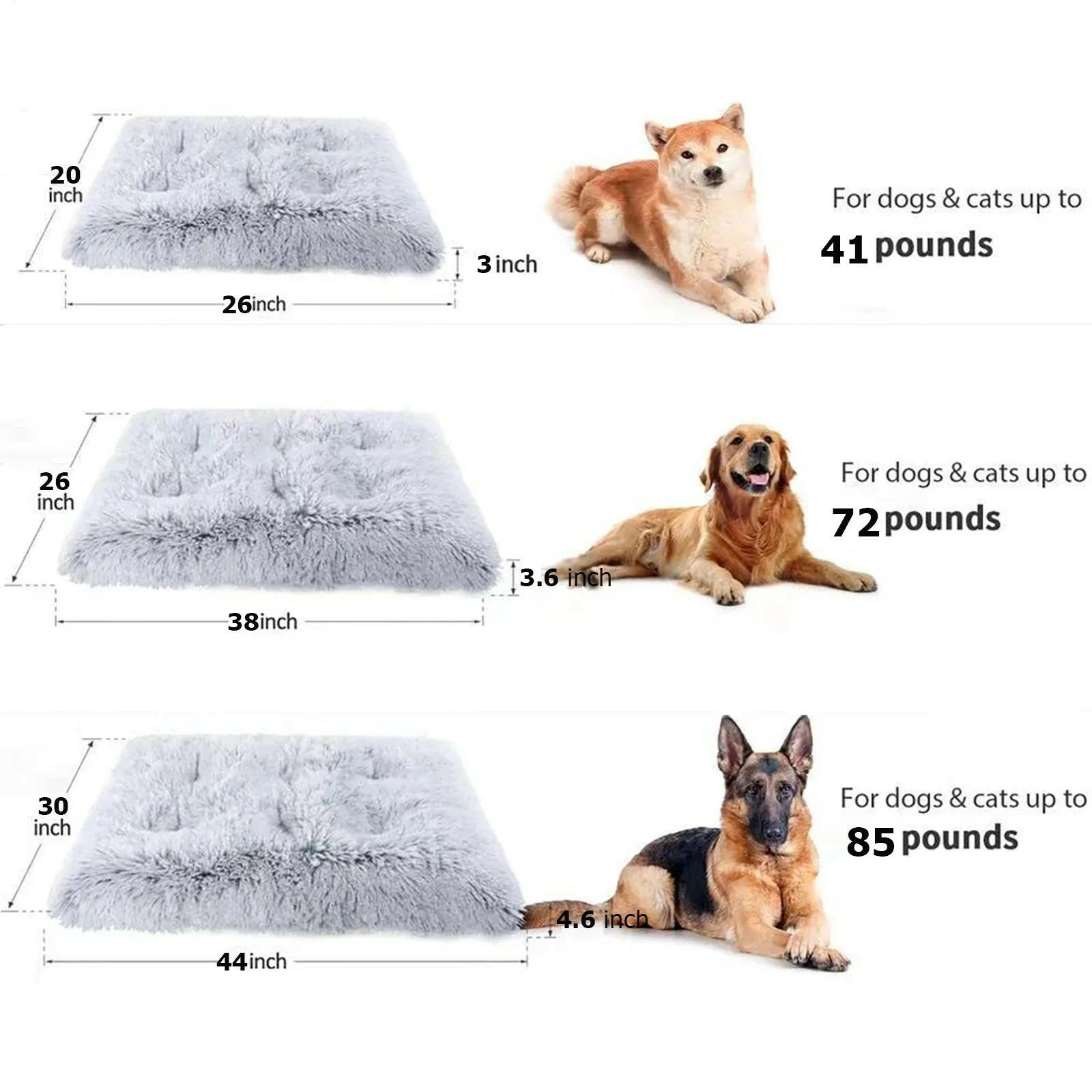 Large Dog Bed Anxiety Washable Cat Dog Mats Anti-Slip Bottom Large 41''X27'' Pet Beds