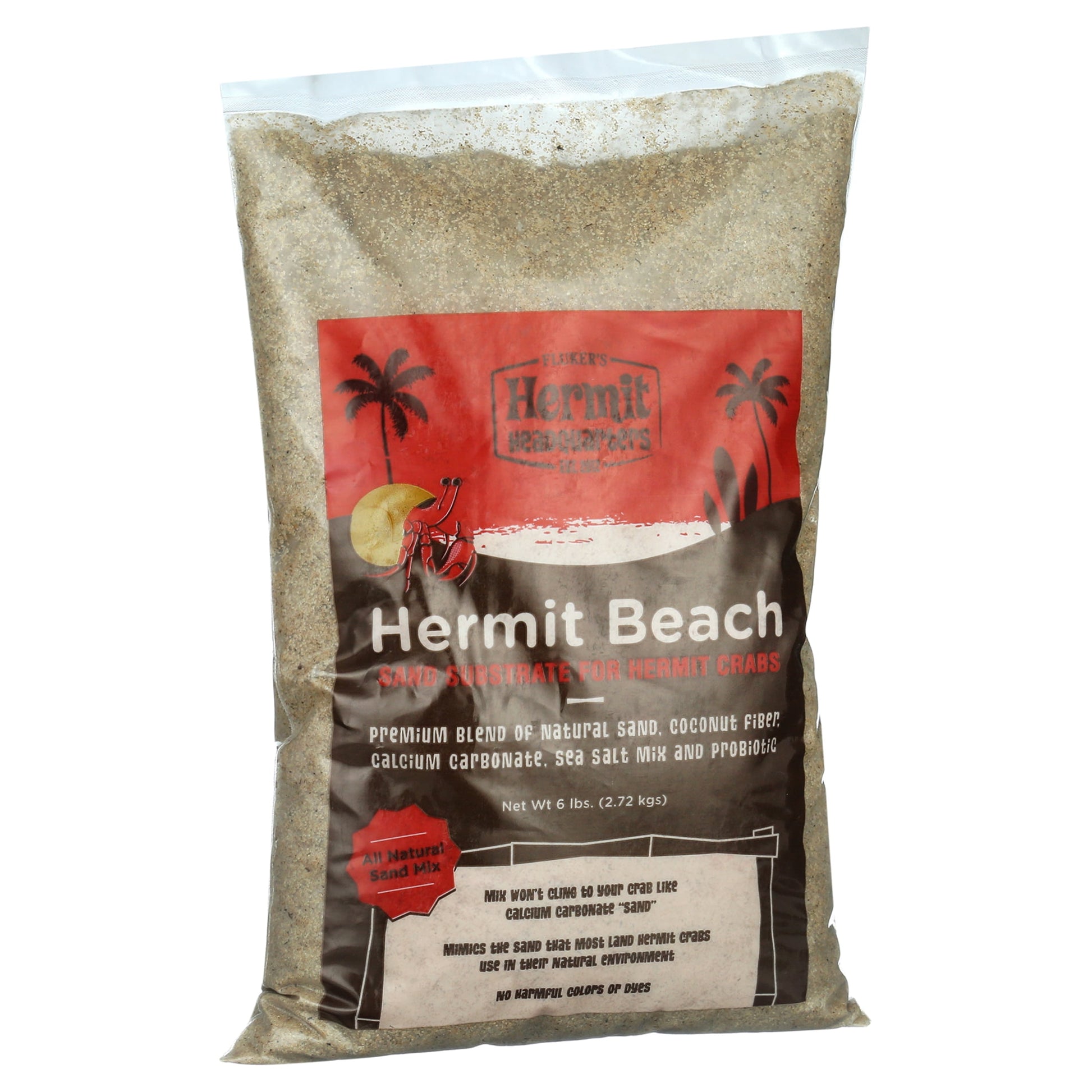 All- Natural Beach Sand Substrate for Hermit Crabs, with Coconut Fibers & Sea Salt, 6 Lbs