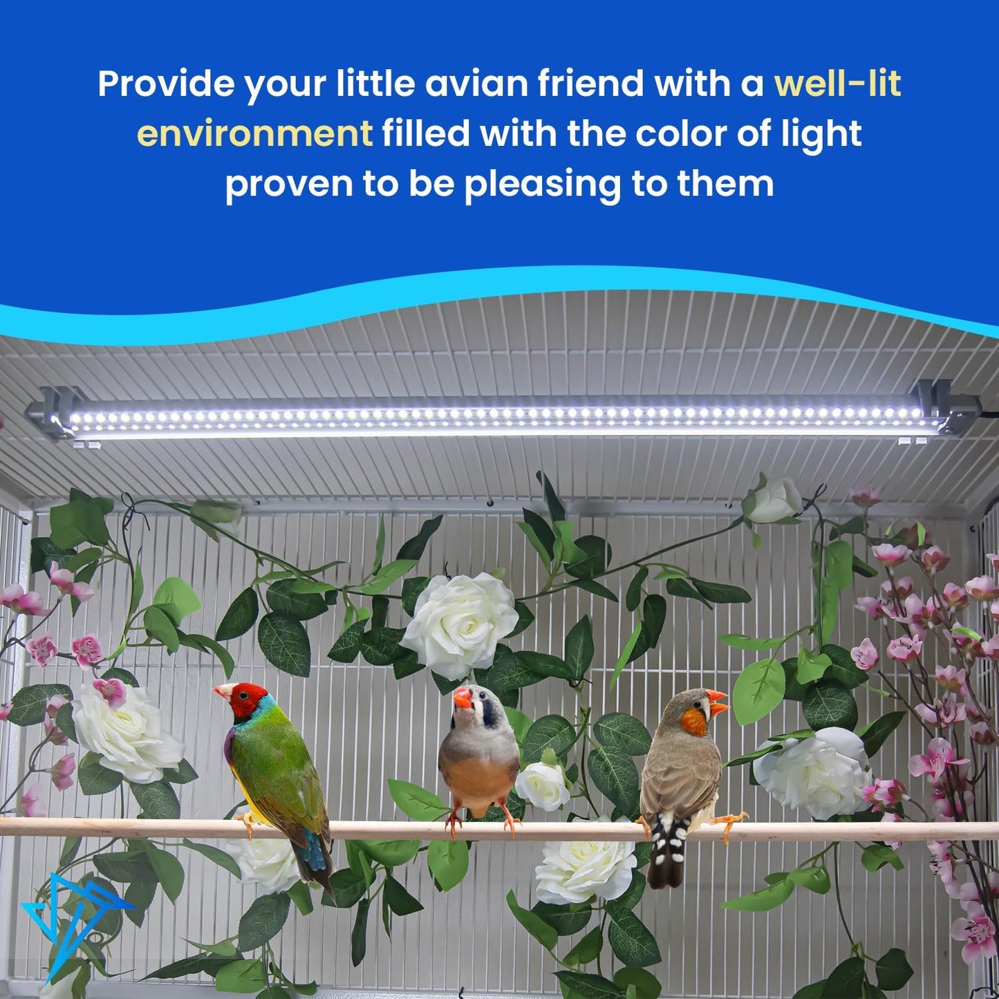 Illuminate Your Bird's World with the Happybird Full Spectrum LED Light - Safe, Easy-to-Install, and Perfect for Soft Bill Birds - 24" Long