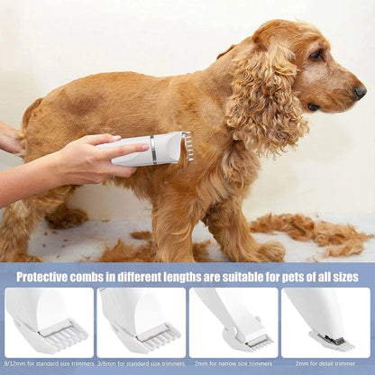 Groom Your Furry Friends Like a Pro! 🐶✂️ Rechargeable, Low Noise Dog Clippers with 4 Trimmer Heads for All Pets! 