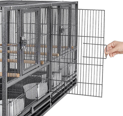 Stackable Bird Cage Divided Breeder Breeding Parakeet Bird Cage for Canaries Cockatiels Lovebirds Finches Budgies Small Parrots, Black
