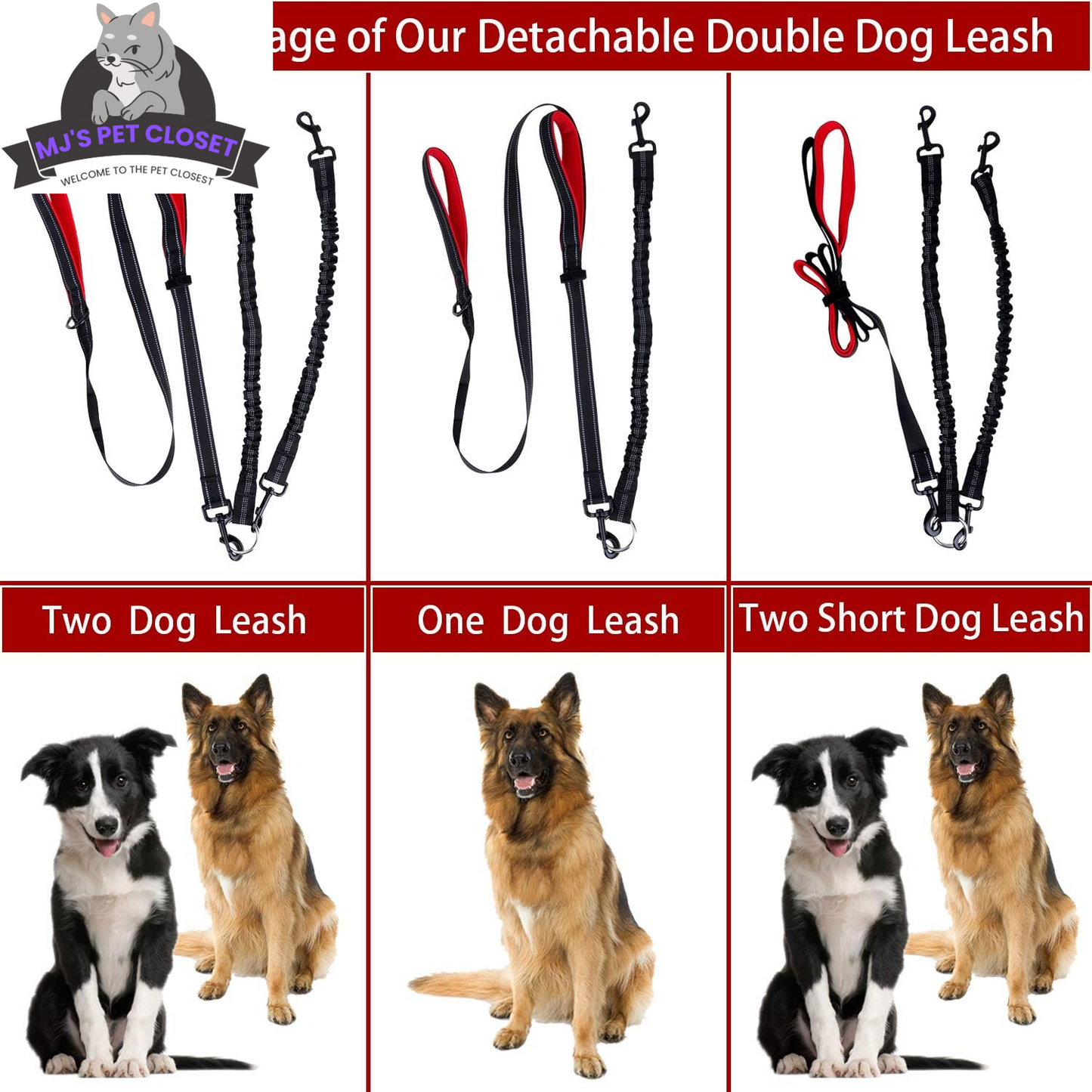 Walk Your Dogs in Style! 🐾✨ Check Out Our 360° Swivel Double Dog Leash - No Tangles, Maximum Comfort! Perfect for Two Pups Up to 200lbs! 🐶❤️