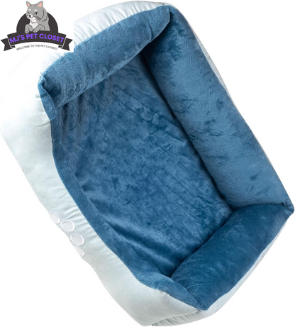 Upgrade your furry friend's comfort with our Medium Orthopedic Rectangle Bolster Pet Bed in Blue! 🐾💙 Perfect for restful naps and support! 