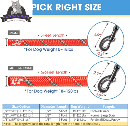 Upgrade your walks with our 2-Pack 5/6 FT Dog Leashes! 🐾✨ Featuring comfy padded handles and reflective threads for safety, perfect for all dog sizes! 🐶❤️ 