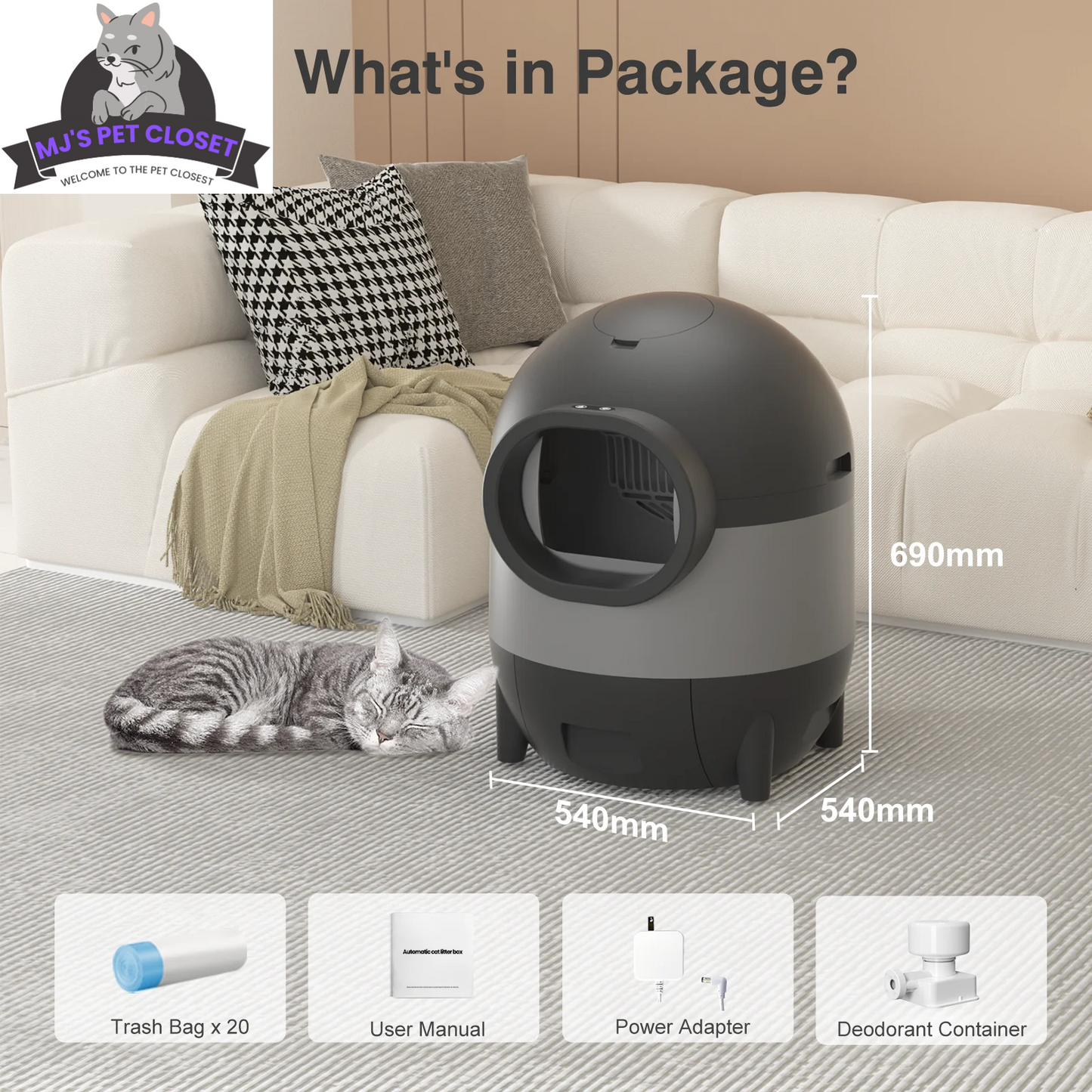 Say goodbye to scooping! 🐾✨ Meet the ultimate Self-Cleaning Cat Litter Box with WiFi & app control! Perfect for multiple cats and designed for easy living! 🐱💖 